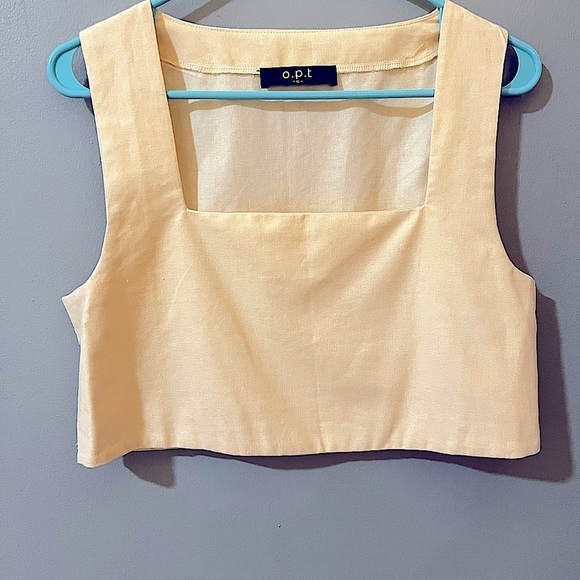 O.P.T crop sleeveless top in light yellow size small - Picture 1 of 5